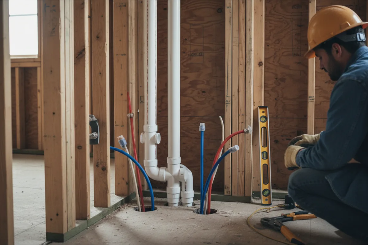 Drain and supply rough-in during Sump Pump Repair in Griffithville