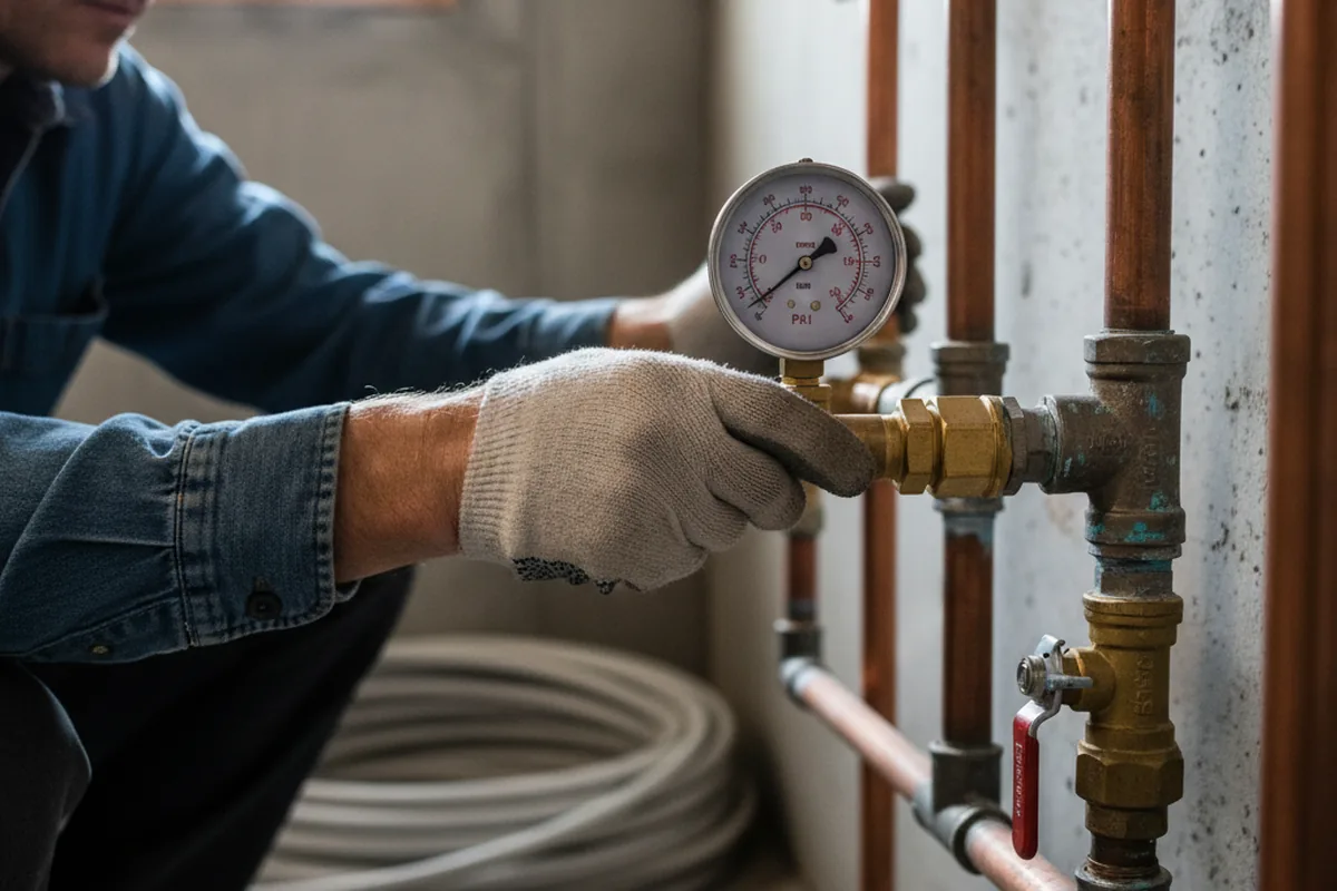 Pressure testing a repaired line during Water Line Repair in Griffithville